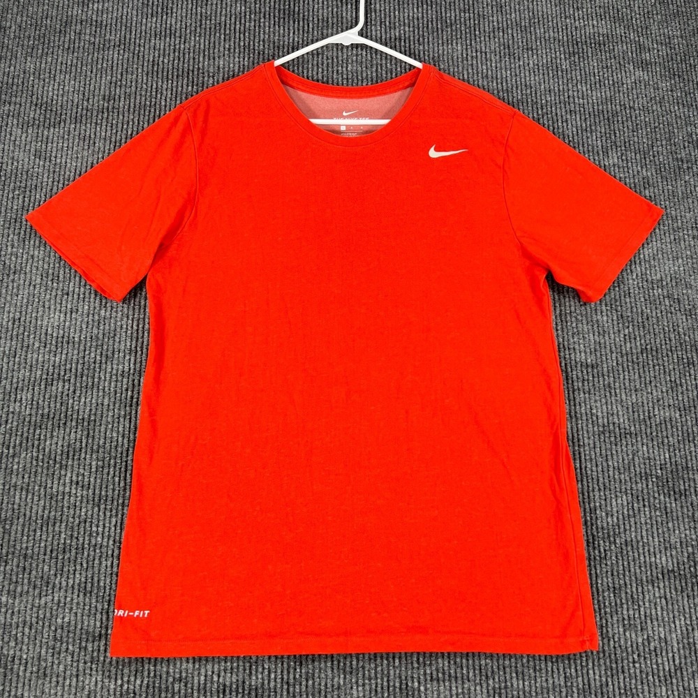 Nike Shirt Mens Large Orange Short Sleeve Athletic Cut Activewear Gym Casual